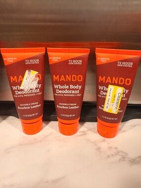 Mando Whole Body Deodorant Bourbon Leather 2.2oz Aluminum Free 72HR (3 Pack)